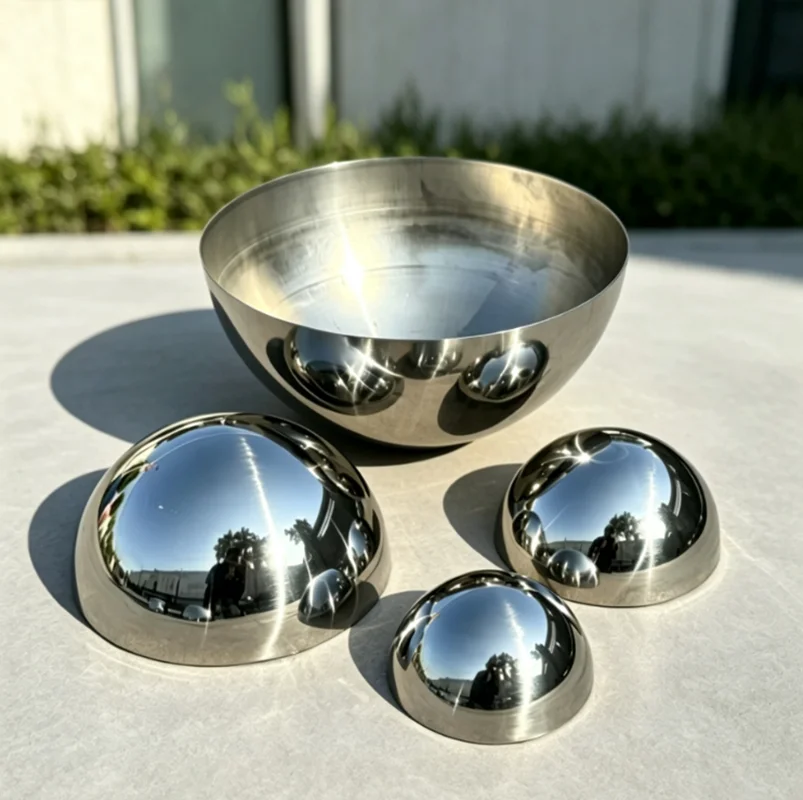 1.5mm Thick 304 Stainless Steel Hollow Mirror Half Sphere Ball Decorative Hemispherical Shell for DIY Craft Lamp Ornament Decor