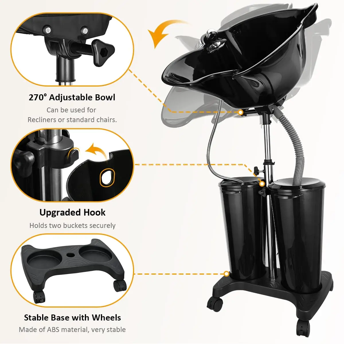 Salão portátil shampoo profundo bacia pia do banheiro grampo de cabelo salão bacia lavagem mangueira lavadora ajustável