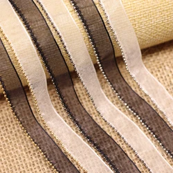 5Yard Beaded Chain Trimming White Black Organza Tape Sewing Beads Lace Edge For Clothing Dress Making Handmade Accessories