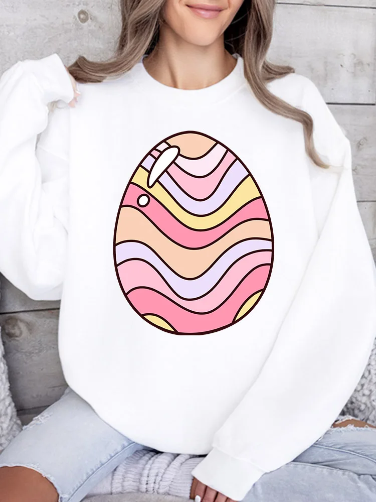 

Женский свитшот с круглым вырезом и принтом «Изогнутое пасхальное яйцо», повседневный, с длинными рукавами, свободного кроя, для ежедневной носки