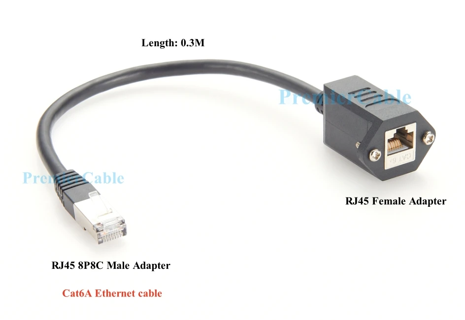 Schraubmontage-RJ45-Verlängerungskabel (Stecker auf Buchse), 10 Gbit/s, Cat6A, geschirmtes Ethernet-Durchführungs-LAN-Netzwerk-Kurz-Patchkabel – Detail 3