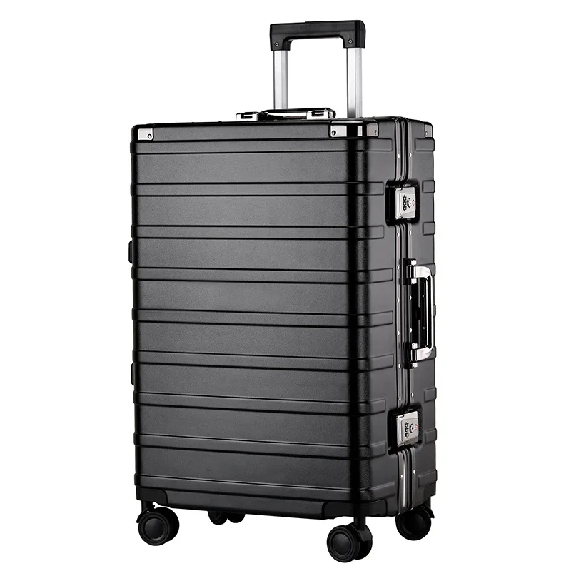 Travel suitcase on wheels Aluminum frame Business rolling luggage case combination lock lightweight luggage ABS+PC travel bags