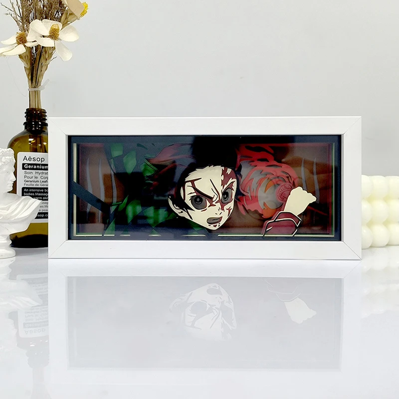 Demon Slayer Anime series paper-cut light Perimeter picture frame lights colorful light box atmosphere light room bedroom night