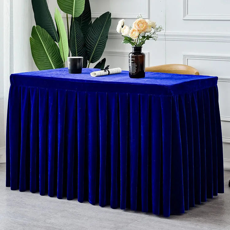 Velvet Rectangular Tablecloth Table Skirt Tableskirt Exhibition Table Cover Wedding Dining Desk Decor Meeting Room Decoration