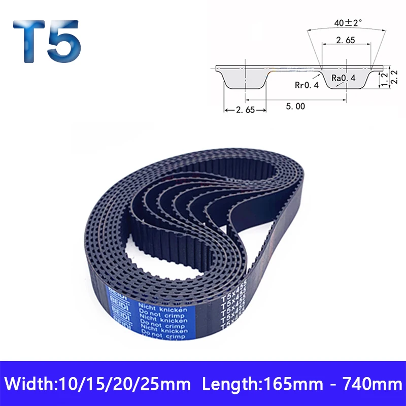 

Width 10/15/20/25mm T5 Rubber Closed Loop Timing Belt Pitch 5mm Synchronous Belt Length 165 185 220 225 240 245 250mm to 740mm