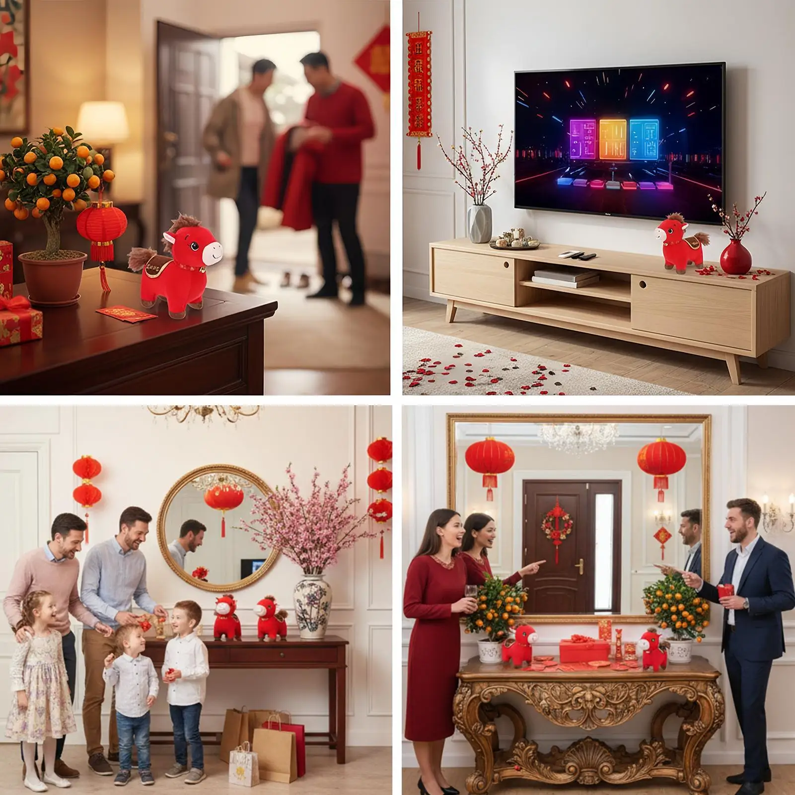 

Лошадь, чучело, 2026 год, кукла-талисман, вечерние сувениры, год лошади, плюшевая игрушка для детей, взрослых, диван, прикроватная тумбочка, диван