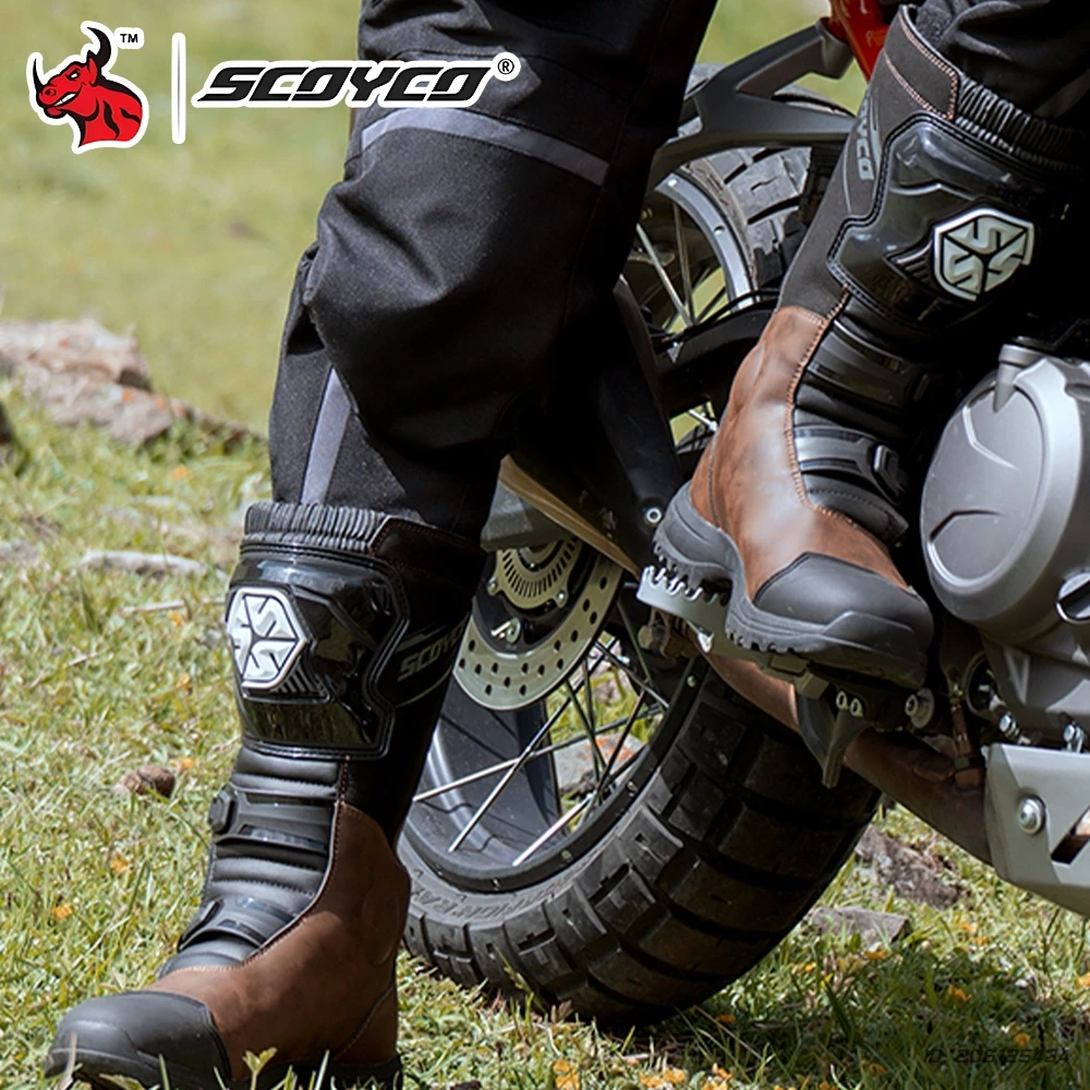 

SCOYCO Motorcycle Riding Boots Motocross Boots Super Fiber Leather Wear-Resistant Anti-Collision Protection Off-Road Bike Shoes