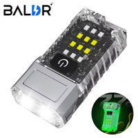 BALDR LED Flashlight Portable Mini Keychain Light Dual Light Source Outdoor Camping Fishing Multifunction Torch Hat Clip Lamp