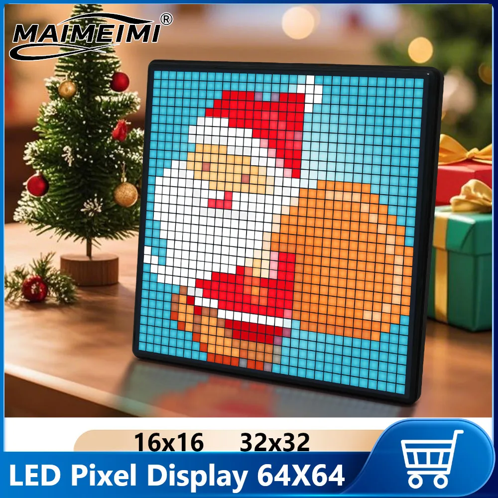 

64X64 Smart LED Pixel Display RGB DIY Programmable Pixel APP Control Art Display Creative Animations For Gaming Room Decor
