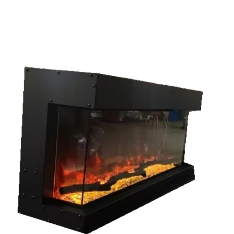 

Electric freestanding heater with flame remote control LCD light visible on three sides, for use in family hotels