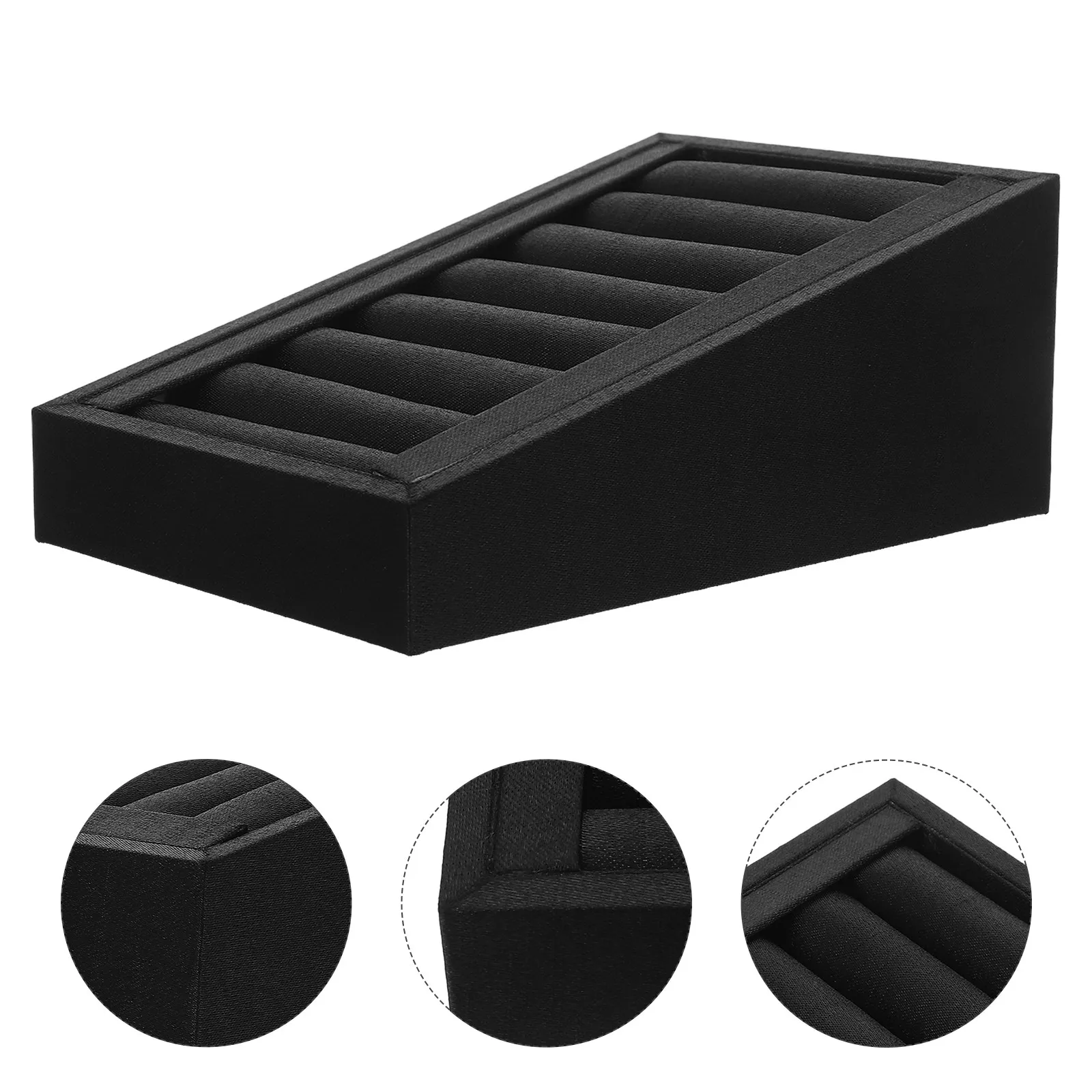 

Подставка-органайзер для ювелирных колец из ПУ, черная, с прорезями, для демонстрации и хранения колец в ювелирных магазинах и на выставках