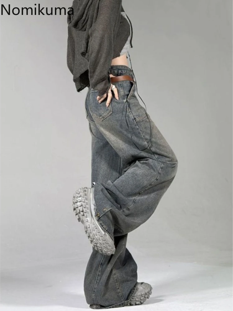 

Women Jeans Vintage Streetwear Casual Y2k Wide Leg Pants Women Clothing High Waist Tunic Straight Pantalon Femme Denim Trousers