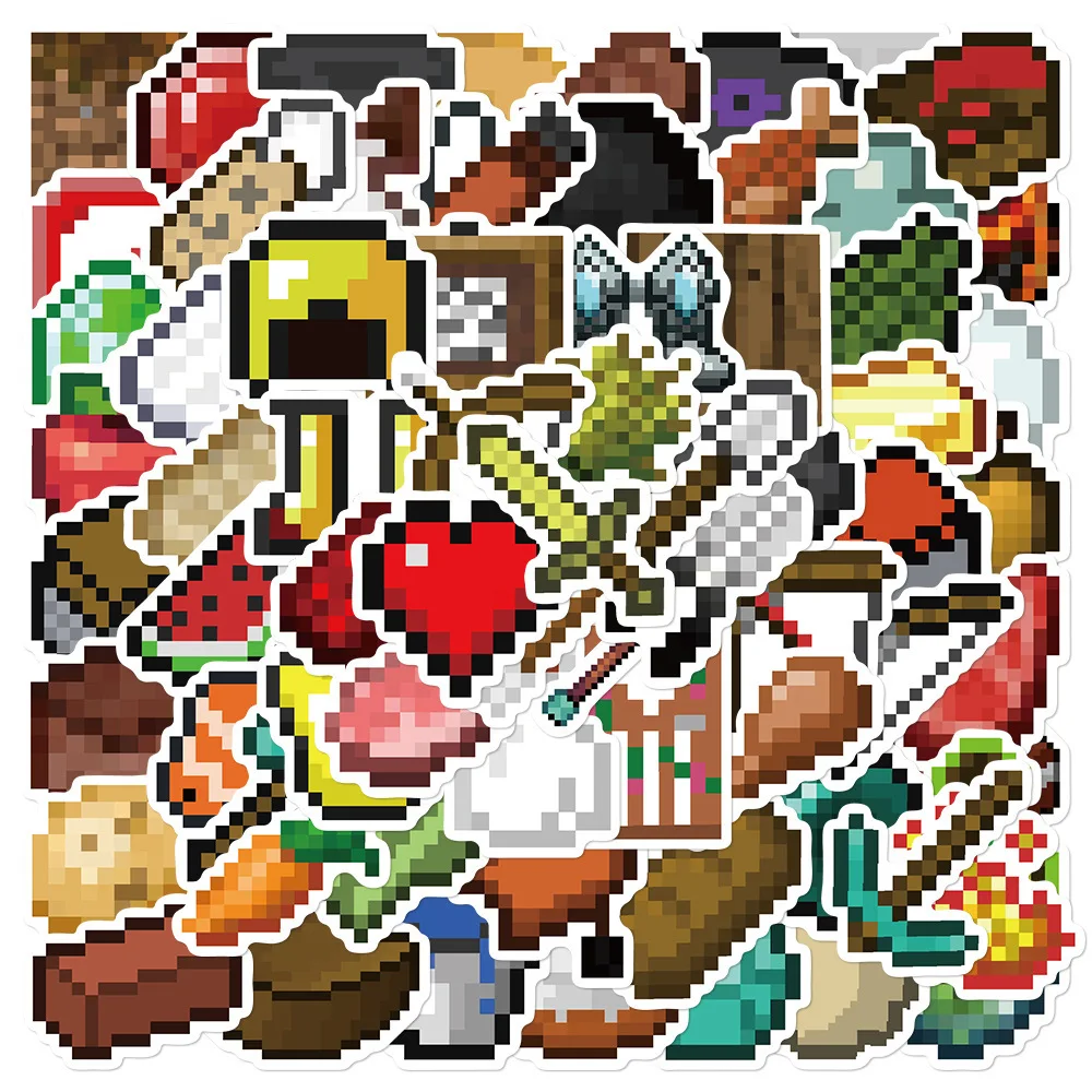

70PCS Creative Pixel Game Sticker Decoration DIY Manual Scrap Book Luggage Laptop Cup Skateboard DIY Waterproof Stickers