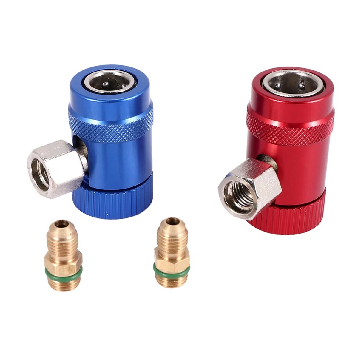 Car AC High/Low Side R1234YF Quick Couplers Adapters Conversion Kit with Manual Couplers