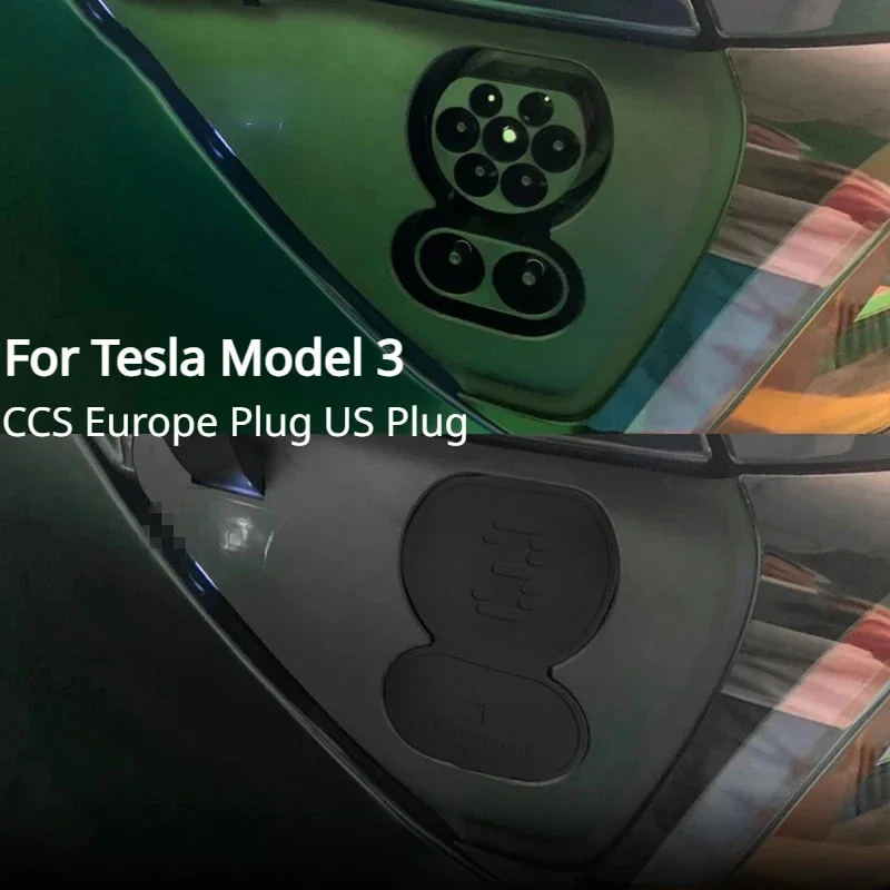 Per Tesla Model 3 Europe Plug US Plug accessori per auto porta di ricarica copertura protettiva antipolvere impermeabile in Silicone CCS Silicone