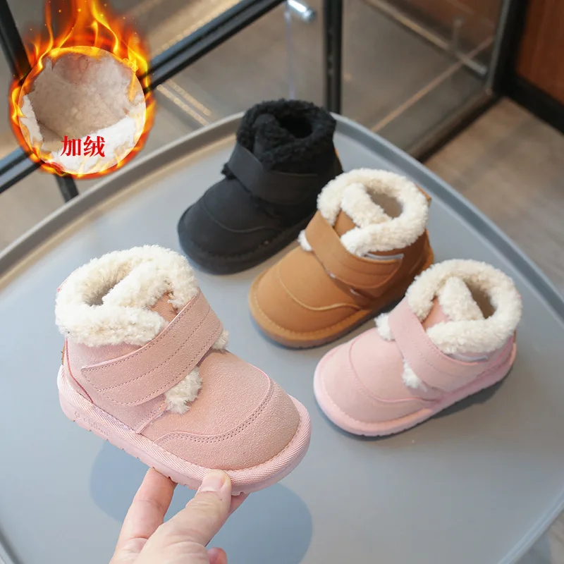 

Kids' Warm Fleece Lined Snow Boots - Velcro Closure Anti - Slip Toddler Winter Boot Botas Niña Toddler Girl Shoes Size21-30