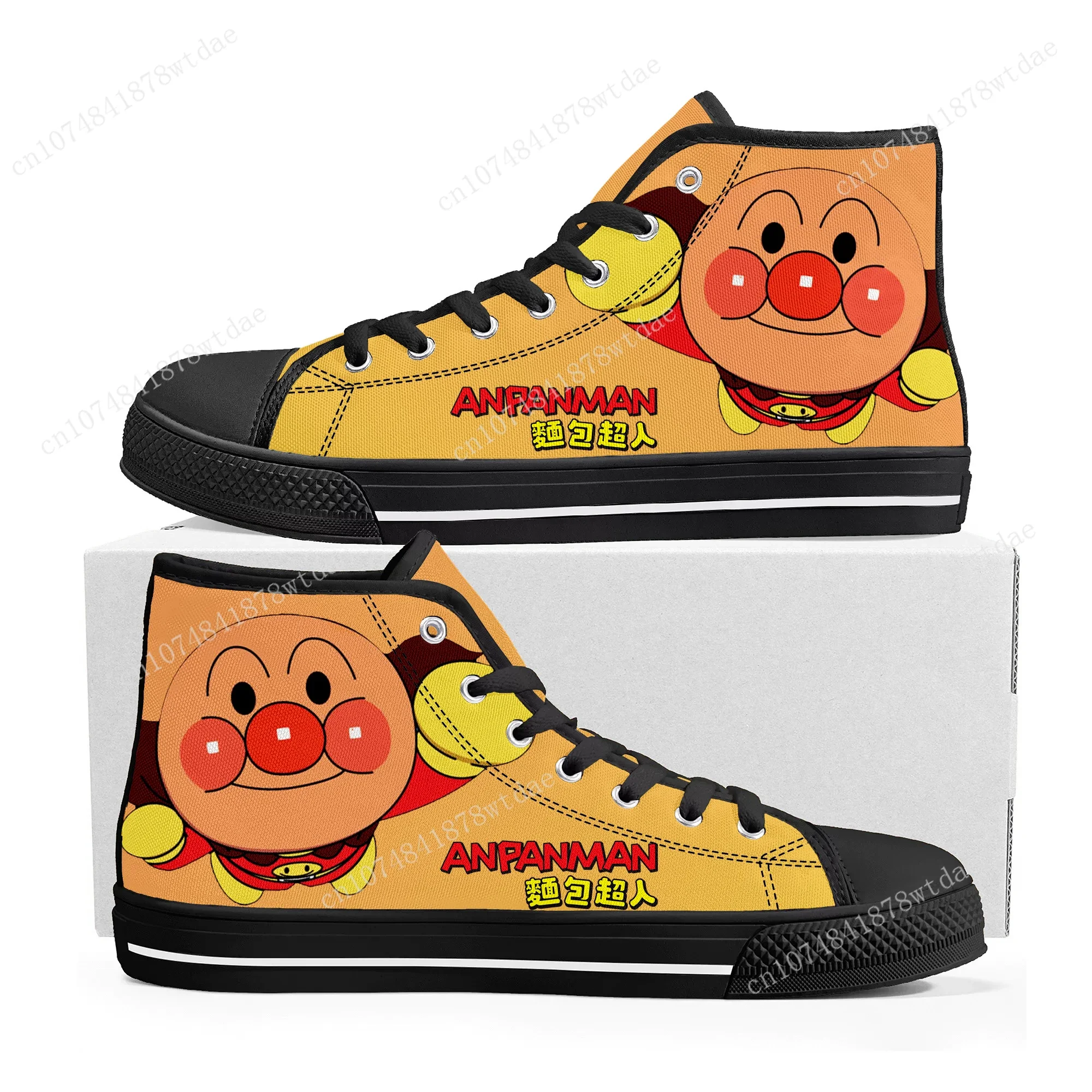 ANPANMAN-Baskets Montantes en Toile de Haute Qualité pour Homme et Femme, Chaussures Décontractées sur Mesure avec Dessin Animé Japonais