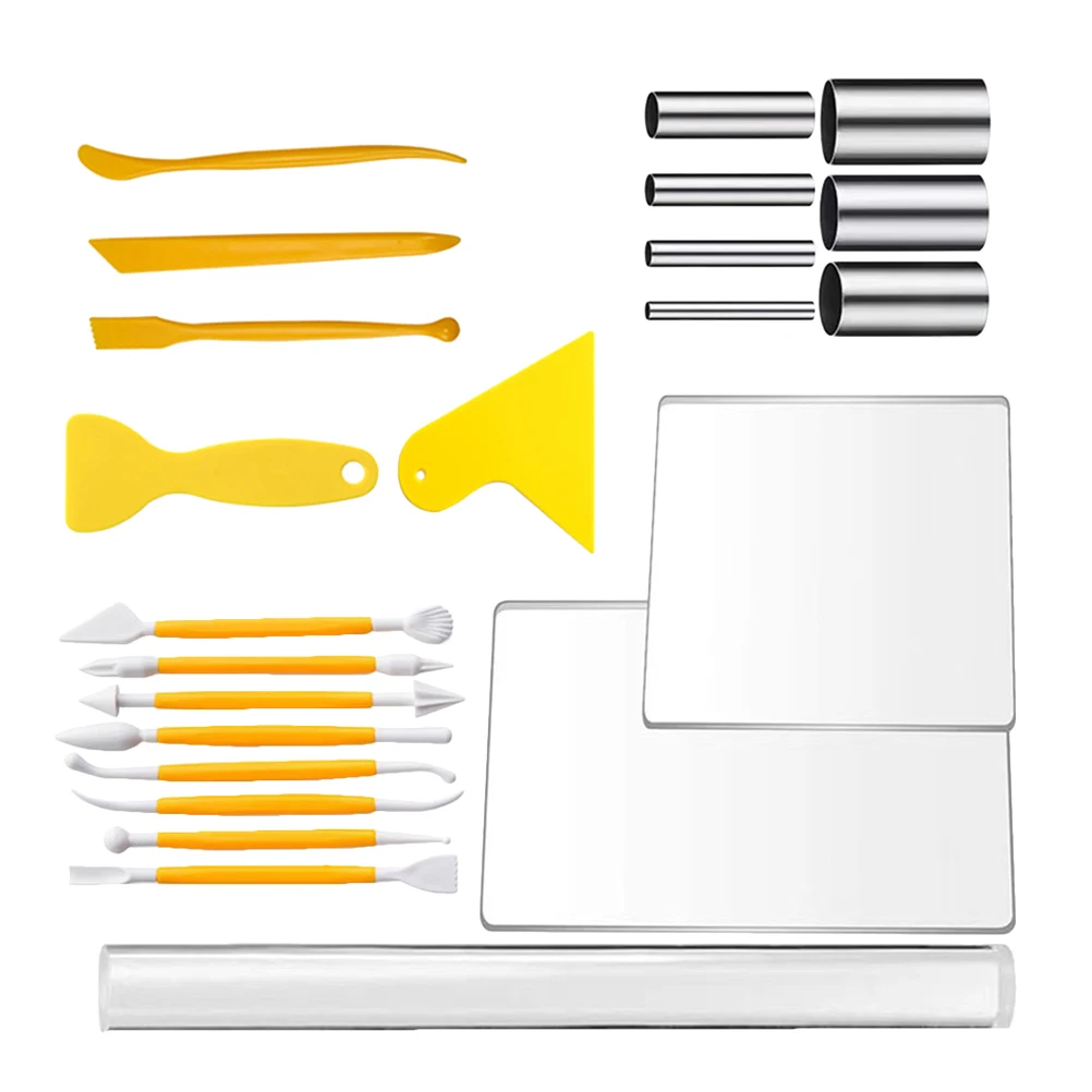 

23Pcs Clay Tools Set Acrylic Roller Shaping Sculpting Art Projects Home School DIY Craft Polymer Modeling Carving