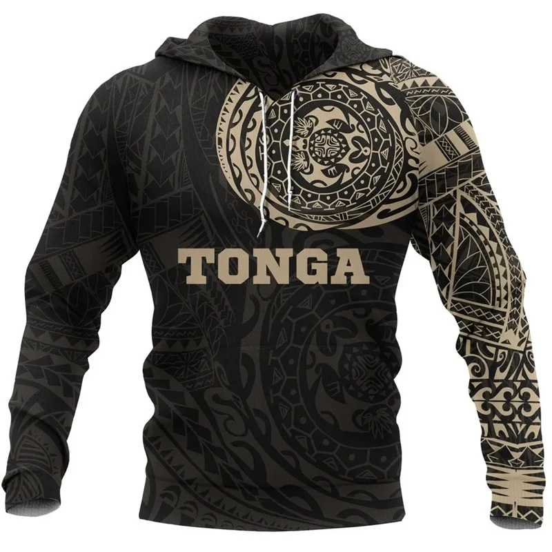 3D dicetak Kerajaan Tonga peta bendera hoodie pria Tonga mantel lengan grafis berkerudung hoodie Vintage pullover atasan