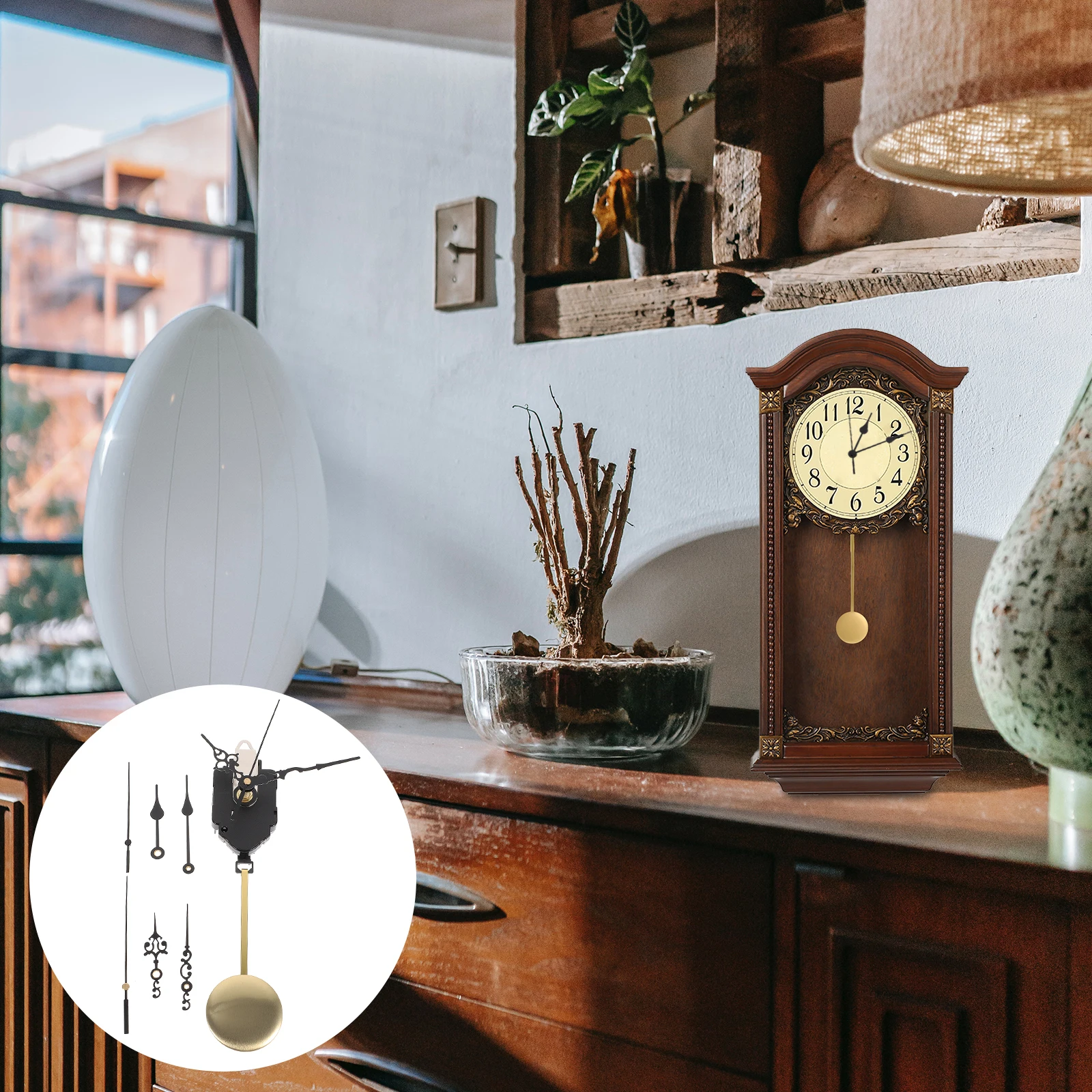 

Pendulum Clock Movement Set Durable Mechanism Suite Frameless Wall Making Kits Plastic Craft
