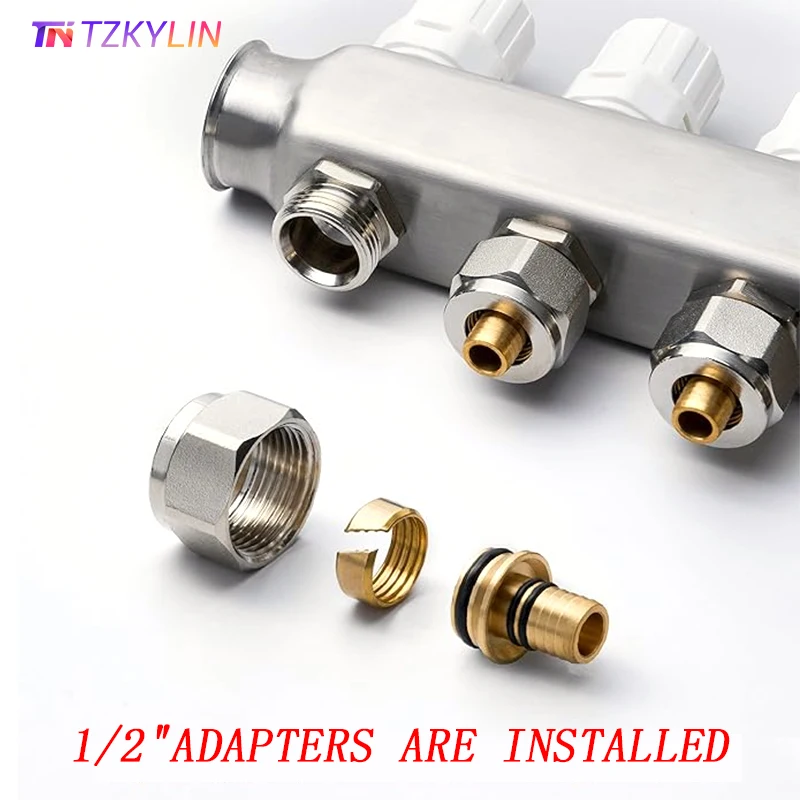 Kit collettore di riscaldamento a pavimento in acciaio inossidabile S304, con misuratore di portata e vite termostatica, filettatura del tubo principale G1".