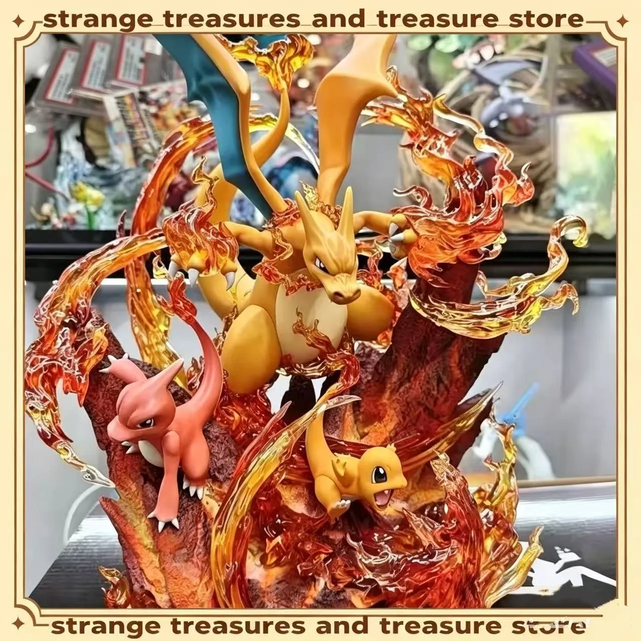 

30CM Anime Collection Model Toys Pokemen Figure Charizard ‌Family‌ Action Figures PVC Statue Desktop Ornamen For Adult Gifts