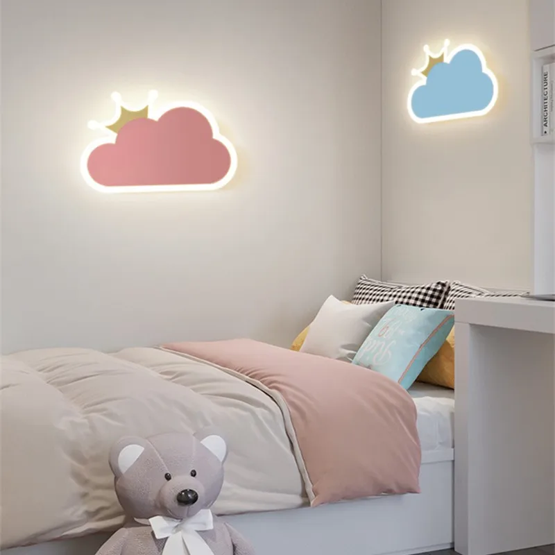 Lampu dinding awan lucu, lampu dinding samping tempat tidur, lampu Planet dekorasi kamar anak-anak gaya sederhana kreatif