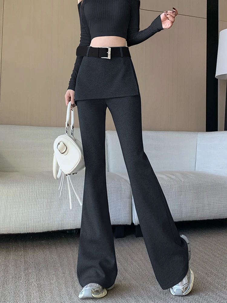 

Женские зимние повседневные брюки-клеш с высокой талией Bla: модный дизайн, эффект стройности, длина в пол