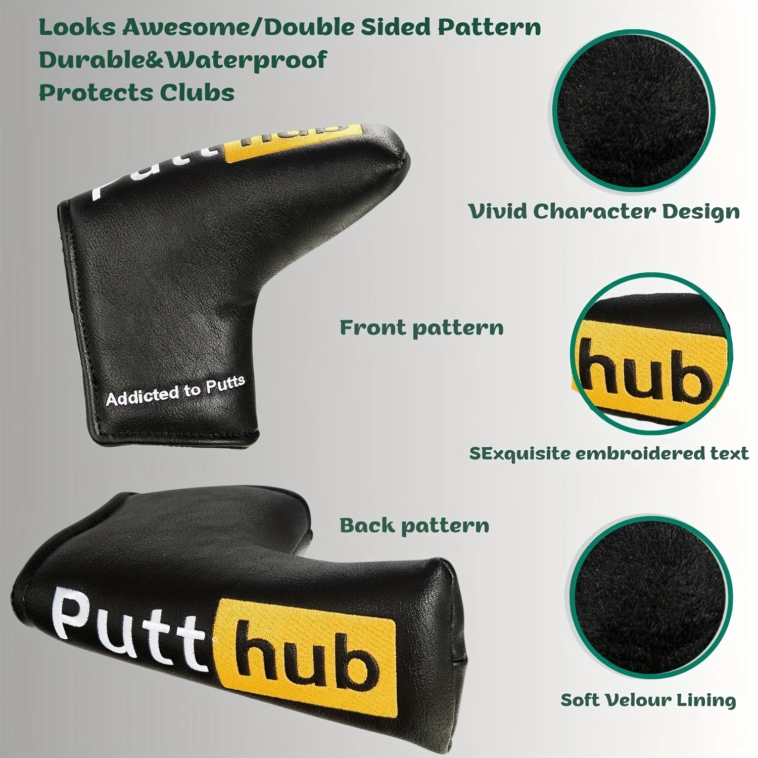 قطعة واحدة من مجموعة قضيب الدفع على طراز PuttHub Mallet&Blade، هدية جولف ممتعة ومبتكرة، غطاء حماية متين وأنيق لنادي الجولف #5