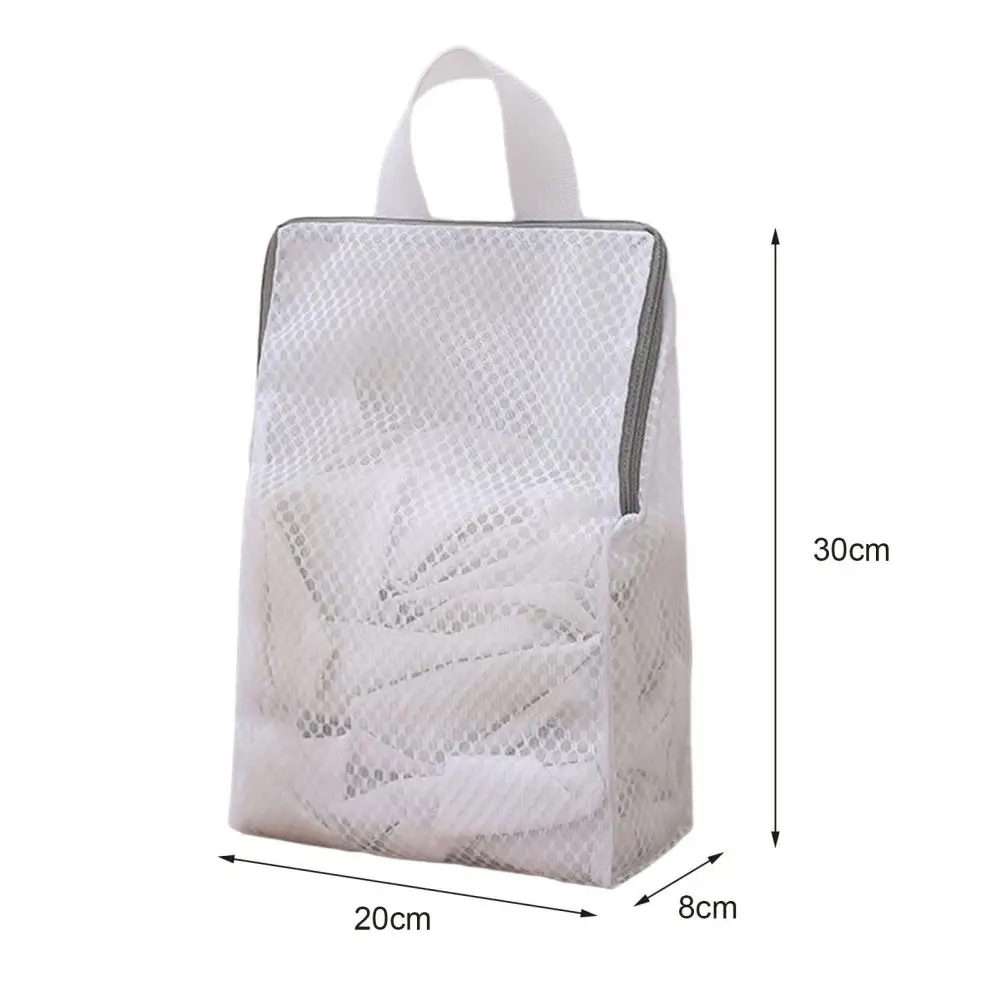 Mesh Washing Bag with Carrying Handle Large Capacity Foldable Zippered Underwear Clothes Mesh Laundry Bag Travel Garment Pouch