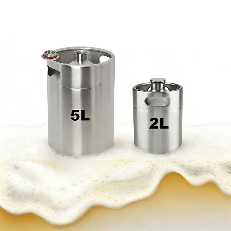 

Мини-брелок для пива Growler, мини-кег 5л/2л с крышкой ручки уплотнения, бочонок для пивоварения из нержавеющей стали, выращиватель под давлением для дозирования пива