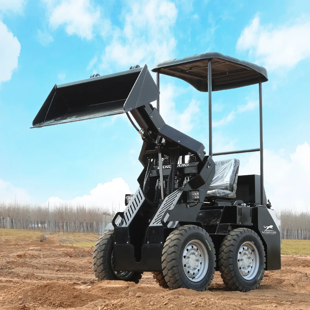 Landward Small Wheel Skid Steer Loader Grosir Dijual China Kualitas Tinggi Cargador Mini Crawler Skid Steer Loader Disesuaikan