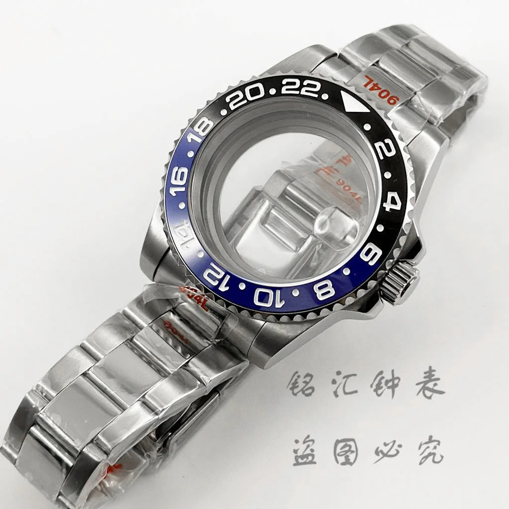 

40MM GMT Waterproof Black Blue Ceramic Insert Watch Case For ​NH34 NH35 NH36 NH38 NH70 ETA2824 PT5000 Movement 120Click Bezel