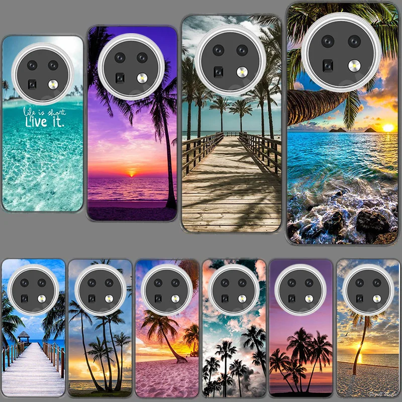 Summer Beach Scene at Sunset on sea Palm Tree Case for Huawei Mate 10 20 30 Lite 40 Pro P50 P40 Lite P30 Pro P20 P10 TPU Soft Ph