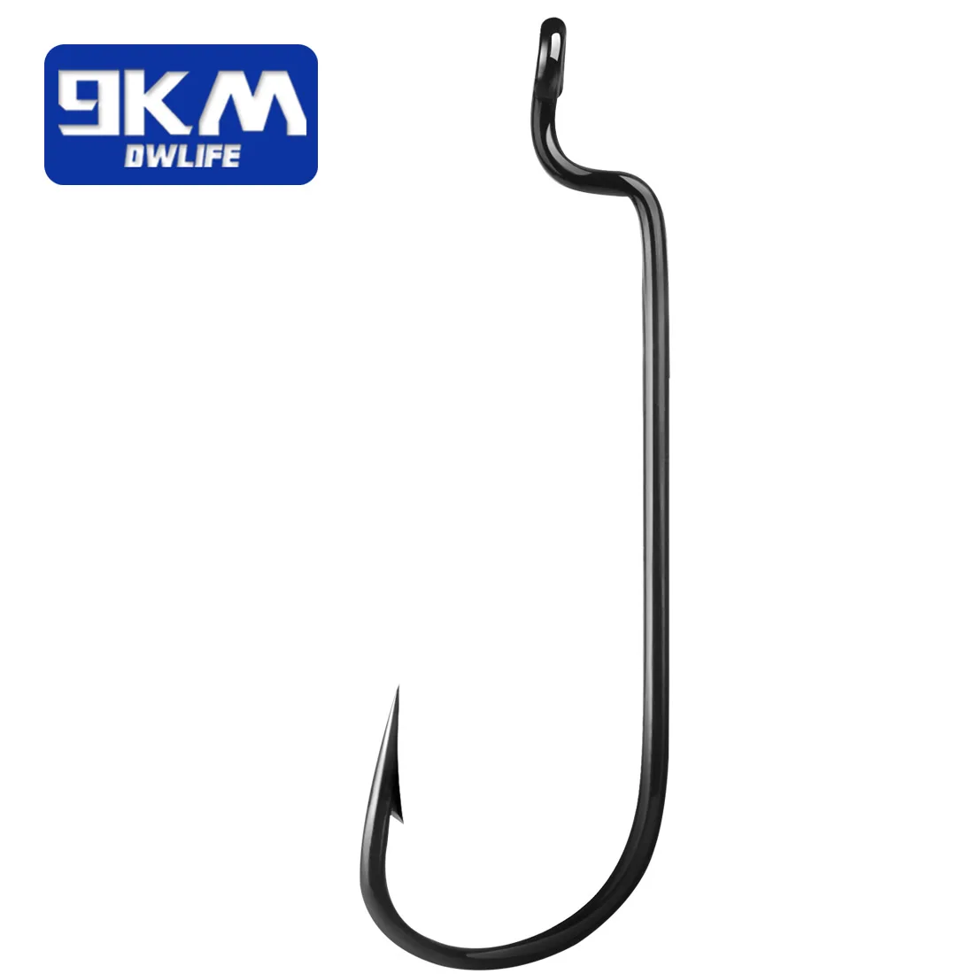 

9KM 100Pcs EWG Offset Worm Hooks, High Carbon Steel Wide Gap Barbed Shank for Bass Fishing Saltwater Terminal Tackle