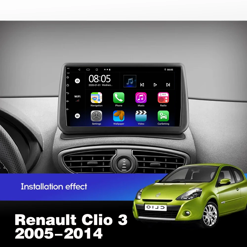 Android 14 Car Radio For Renault Clio 3 Clio3  2005-2014 Multimedia 4G WIFI Carplay GPS Navigation Player Head Unit NO 2 Din DVD