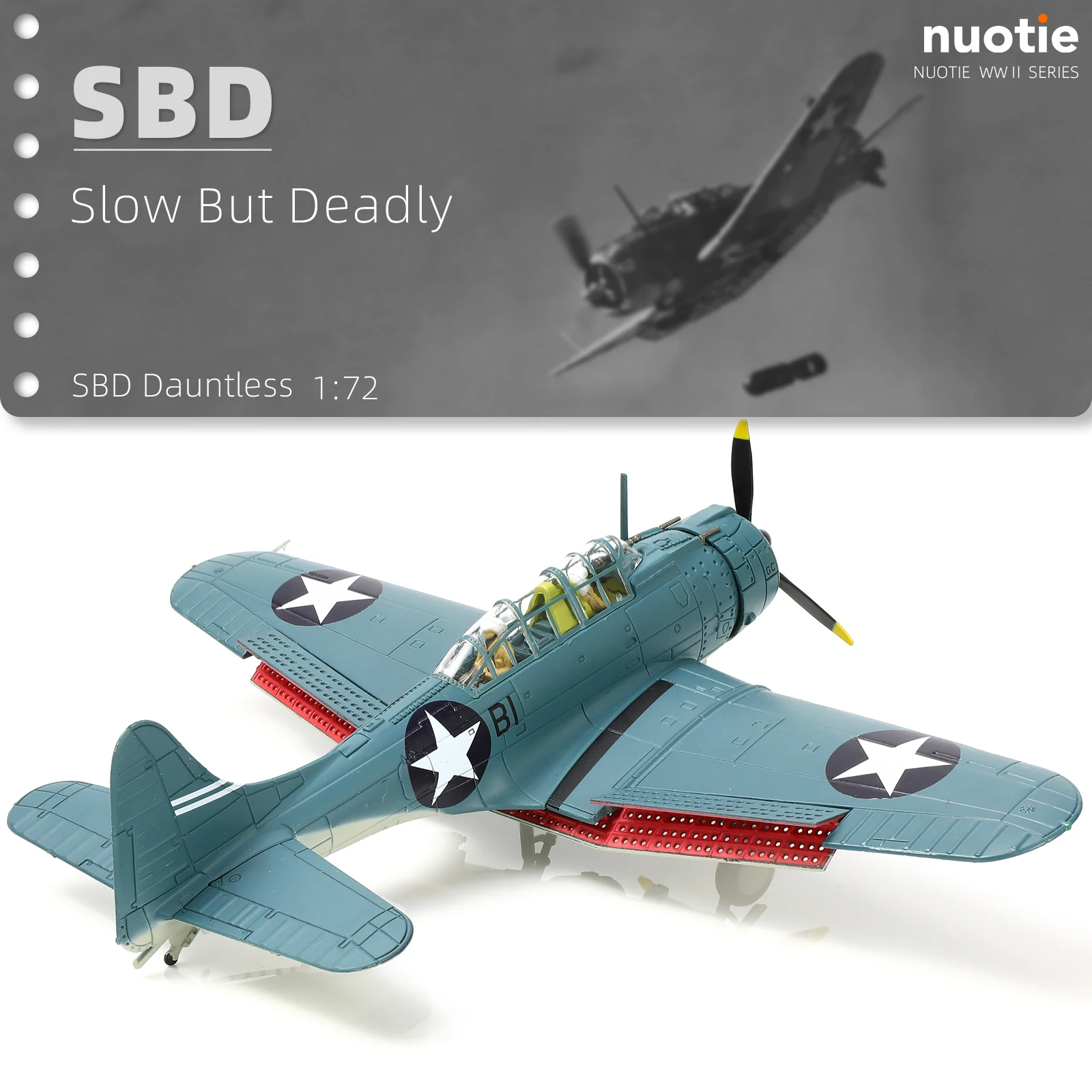 

NUOTIE 1/72 Douglas SBD-3 Dauntless Midway Classic Dive Bomber Diecast Model for Collection & Gift