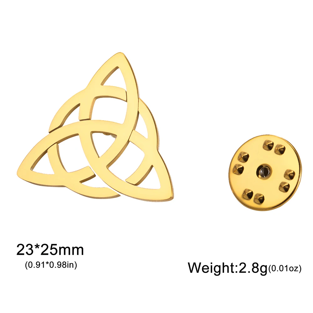 داوابارا خمر Triquetra بروش السيدات دبوس القلب الثالوث عقدة الأيرلندية حماية تاليسمان الفولاذ المقاوم للصدأ الملحقات