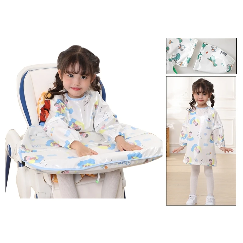 Adjustable Baby Long Sleeve Waterproof Bib Apron Coveralls for High Chair Keep Your Baby Clean & Comfortable Durable