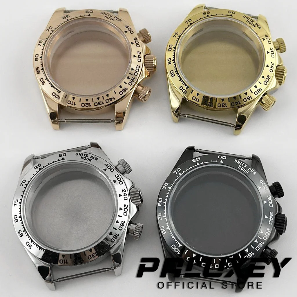 VK63 Daytona 40mm Mens Watch Steel Case for Daytona VK63 VK64 Quartz Movement Case Watch Parts ccessories Fits 20mm Strap