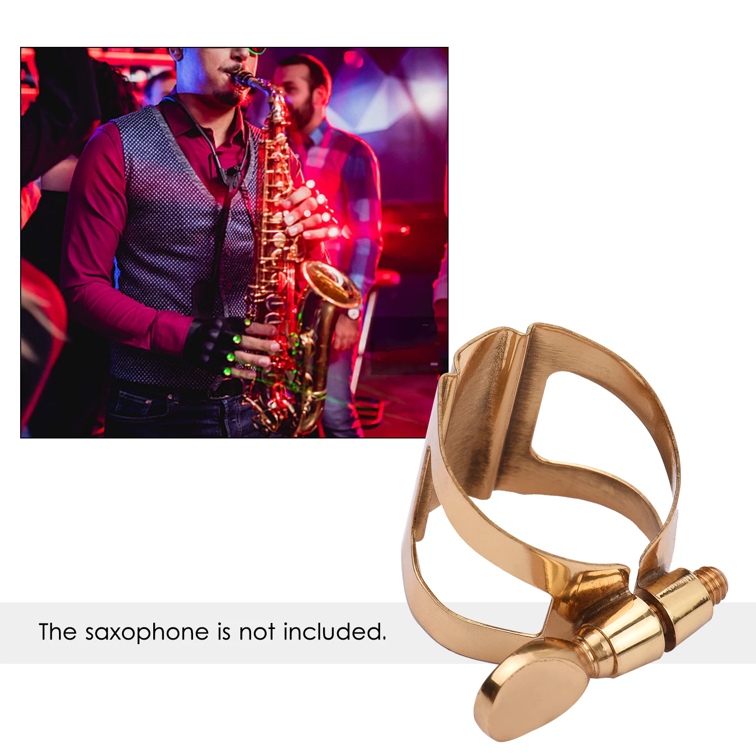 Single Screw Adjustment Saxophone Ligature Durable Metal Clip Fastener for Soprano / Alto / Tenor Saxophone