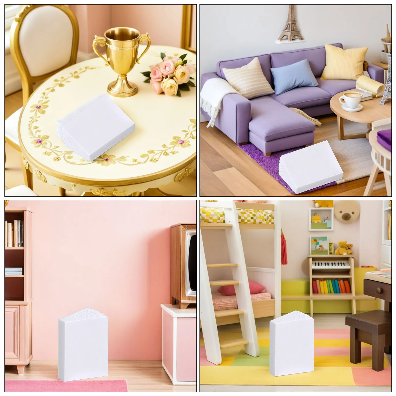 80개 인형집 미니 책 빈 노트북 - 미니어처 책장용 컴팩트한 작은 책 플립 놀이 장식