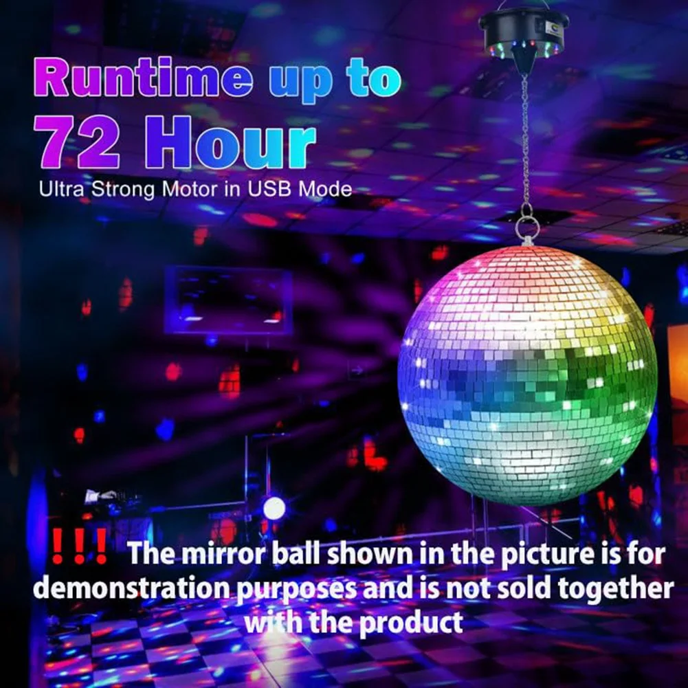ABZL Luzes giratórias de motor de bola de discoteca com controle remoto, 18 LEDs para rotador de bola de espelho de 12 16 20 24 polegadas (bola não incluída)