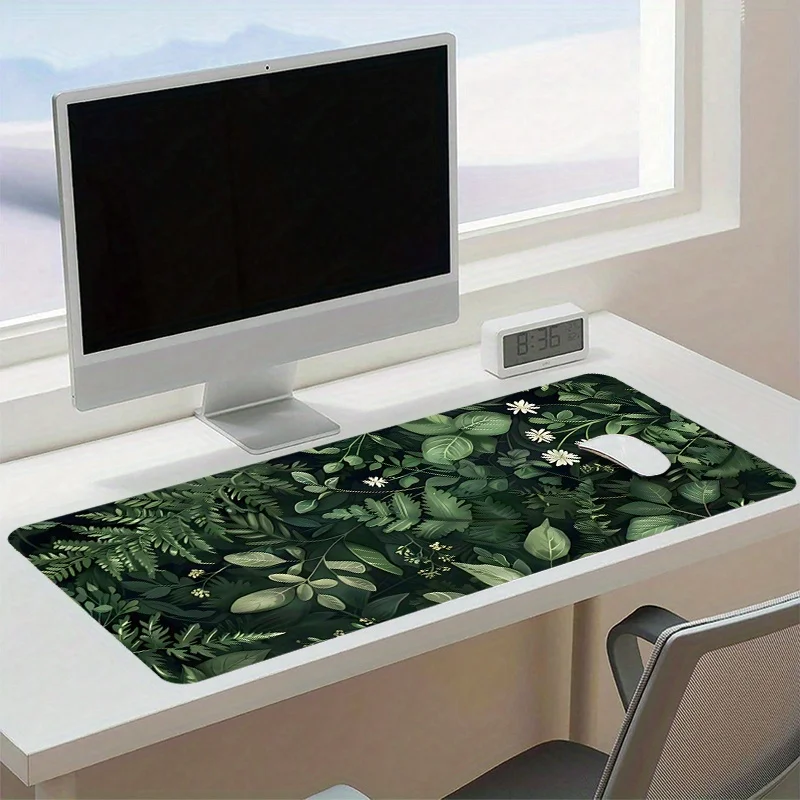 

Vintage Green Mouse Pad Featuring Plant Leaves,Office Game Table Mats XXL Rubber Anti-slip Gaming Keyboard Mousepads Desk Pads