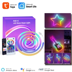 Tuya Smart RGBIC Neon Rope Light Strip WiFi Music Sync Light Strip 5050 Waterproof 16 Million Color DIY Lamp Alexa Compatible