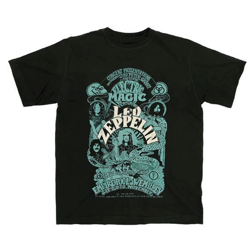 Camisetas de estilo europeo-americano de Led Zeppelin, estilo punk rock, estilo retro americano, ropa de calle para hombres y mujeres