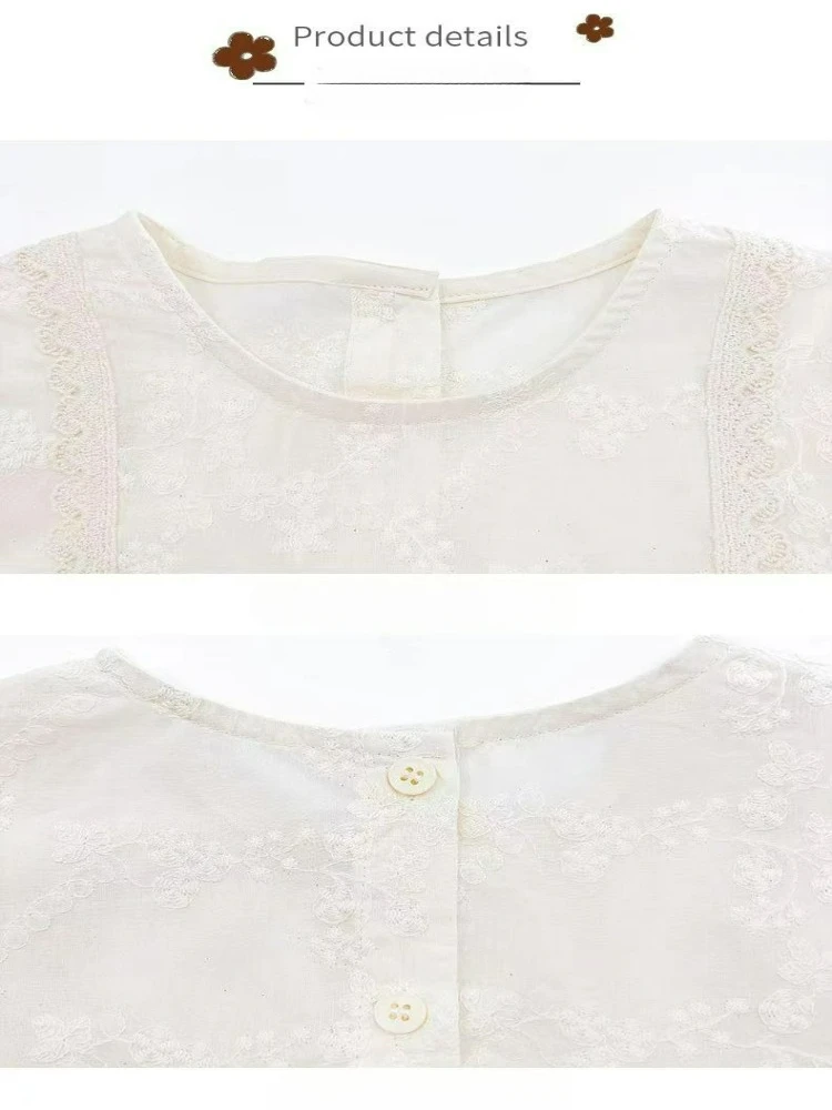 T-shirt Children\'s Girls\' Lace Shirt 2026 Spring New Long Sleeve Clothing Children\'s French Jacquard Doll Shirt Top