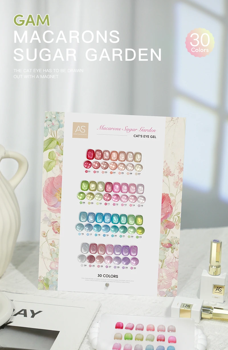 AS 15ml TPO-freier Ultra Cat Eye Nagellack Macaron Frühling Soak-Off UV LED Langanhaltender Glitzer Hellgrüner Gel-Lack – Detail 1