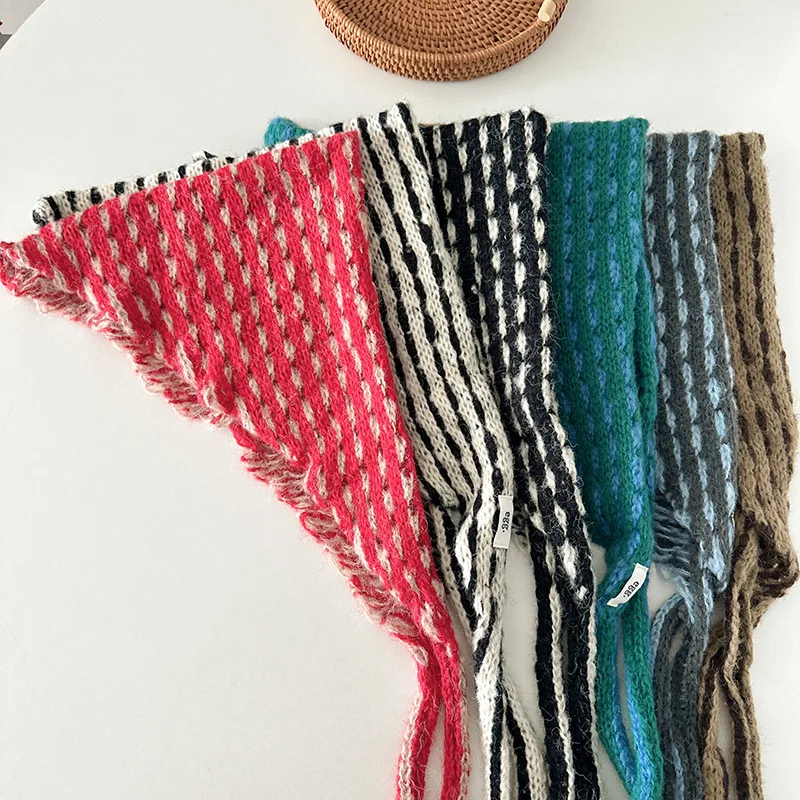 اليابان نمط بارد اليدوية محبوك عقال غطاء للأذنين للنساء نمط صغير الخريف والشتاء للتدفئة الموهير محبوك عقال