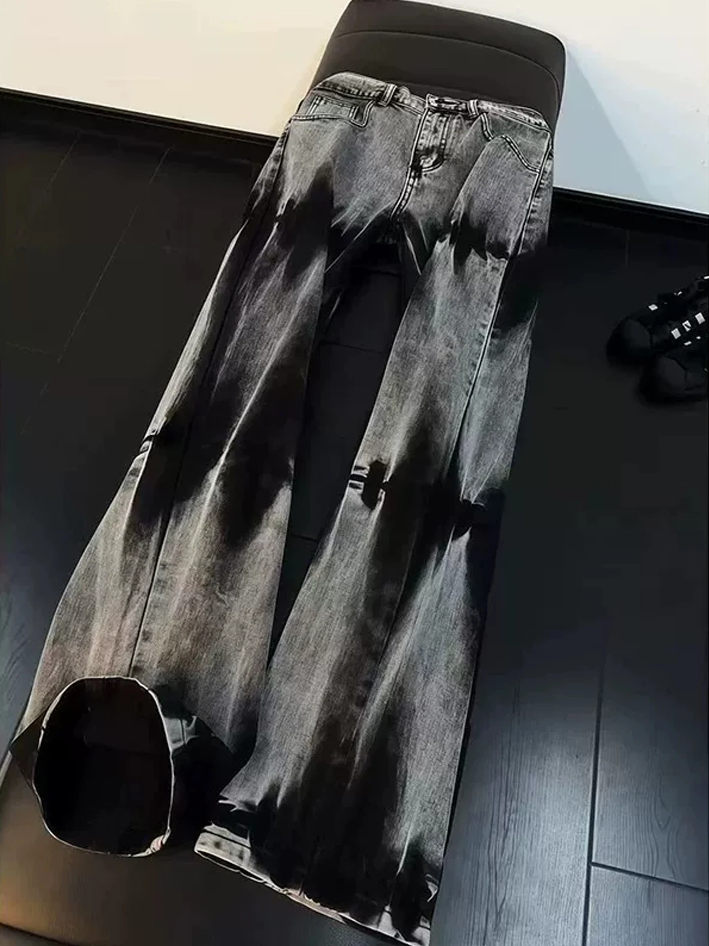 

American High Street Tie Dye Jeans Men's Summer Trendy Design Sensation Street Pants Slimming Leg Lengthening Micro Flared Pants
